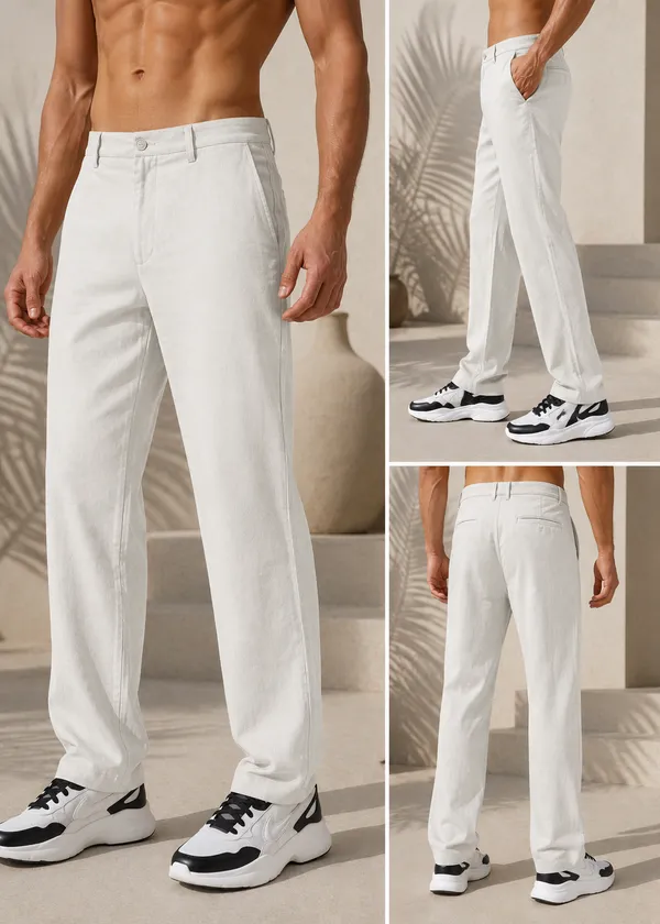 Men's_White_Color_Cotton_Linen_Trouser
