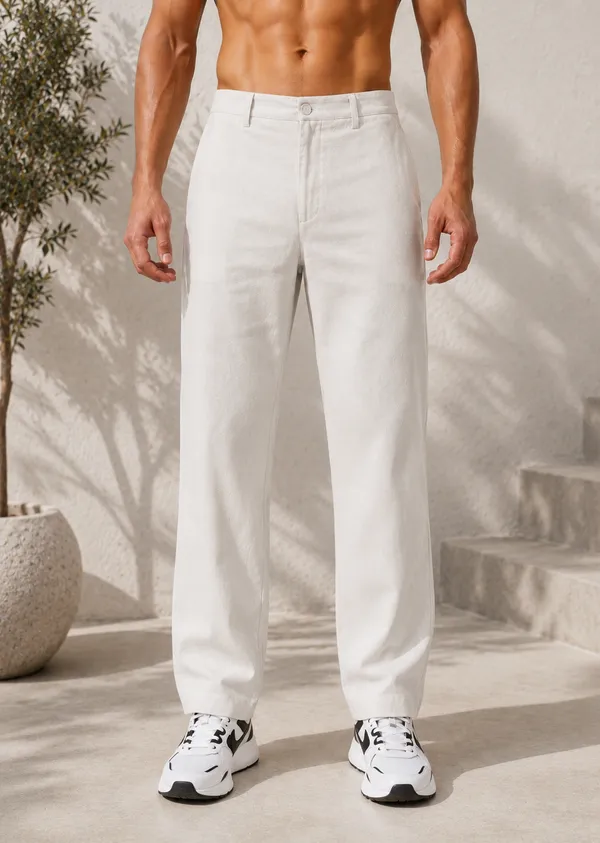 Men's_White_Color_Cotton_Linen_Trouser