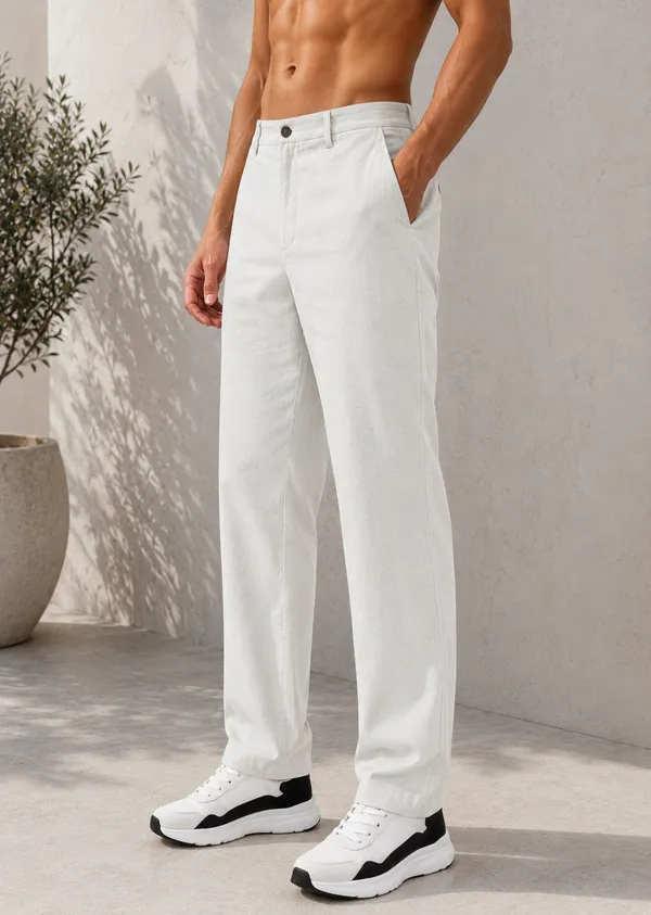 Men's_White_Color_Cotton_Linen_Trouser