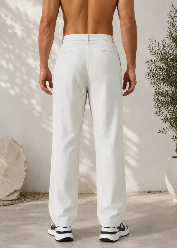 Men's_White_Color_Cotton_Linen_Trouser