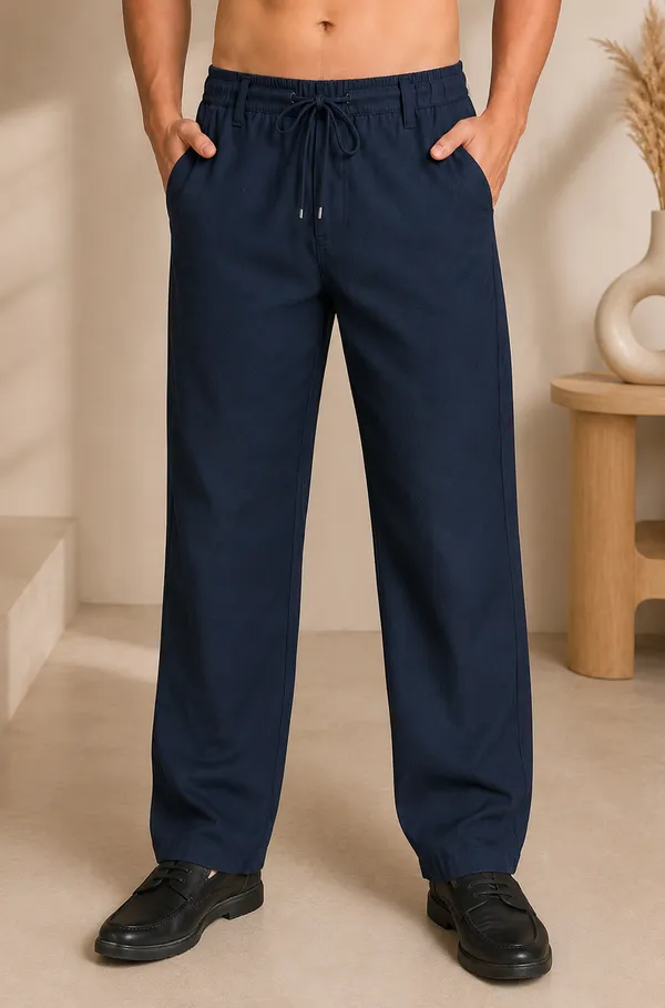 Navy_Color_Cotton-Linen_Trousers_For_Men