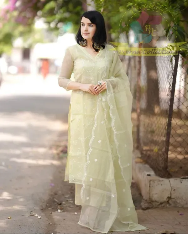 Light_Lemon_Green_Embroidered_Kota_Doriya_Kurta_With_Cotton_Pant_&_Kota_Doriya_Dupatta_Set