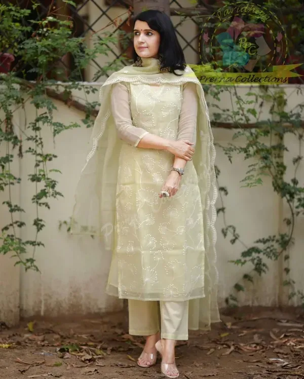 Light_Lemon_Green_Embroidered_Kota_Doriya_Kurta_With_Cotton_Pant_&_Kota_Doriya_Dupatta_Set
