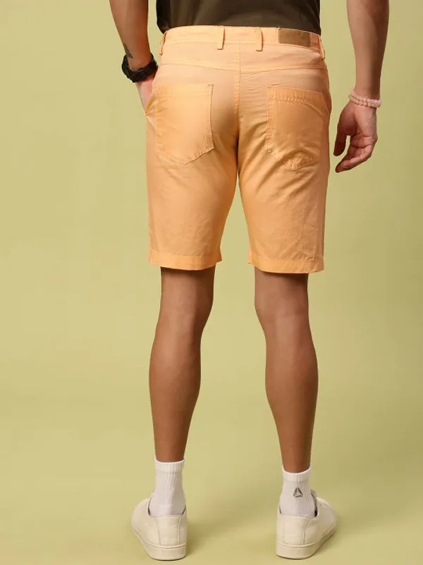 Peach_Color_Men_Pure_Cotton_Mid-Rise_Chino_Shorts