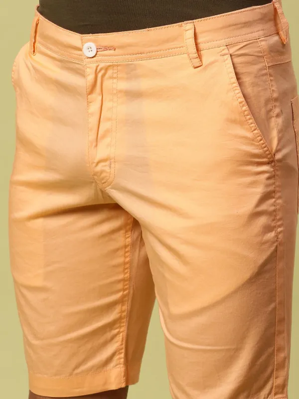 Peach_Color_Men_Pure_Cotton_Mid-Rise_Chino_Shorts