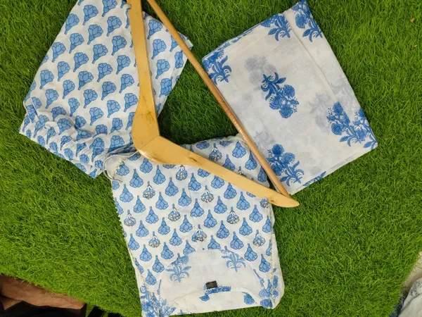 Blue_Cotton_Anarkali_Kurta_With_Pant_&_Dupatta_Set