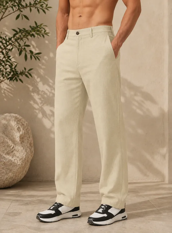 Men's_Beige_Cotton_Linen_Trouser