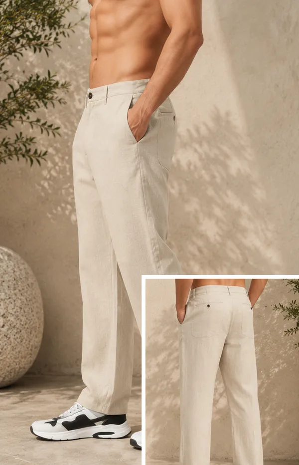 Men's_Beige_Cotton_Linen_Trouser