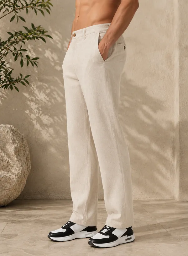 Men's_Beige_Cotton_Linen_Trouser
