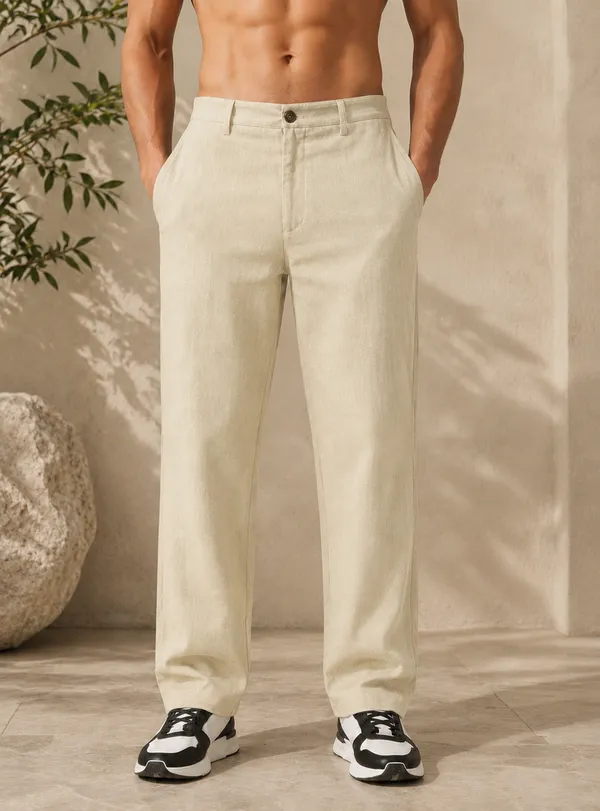 Men's_Beige_Cotton_Linen_Trouser