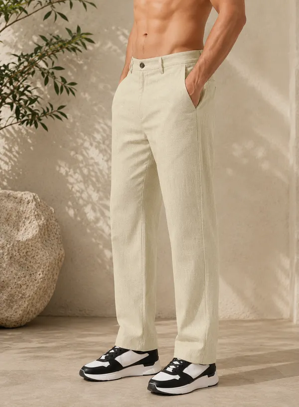 Men's_Beige_Cotton_Linen_Trouser