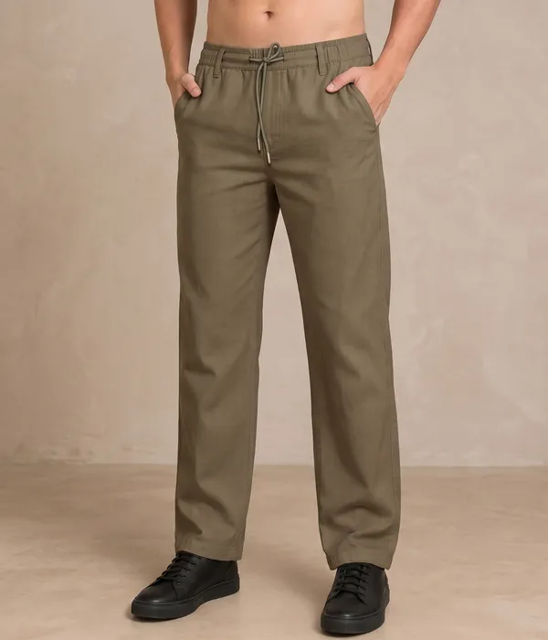 Dark_Khaki_Color_Cotton-Linen_Trousers_For_Men