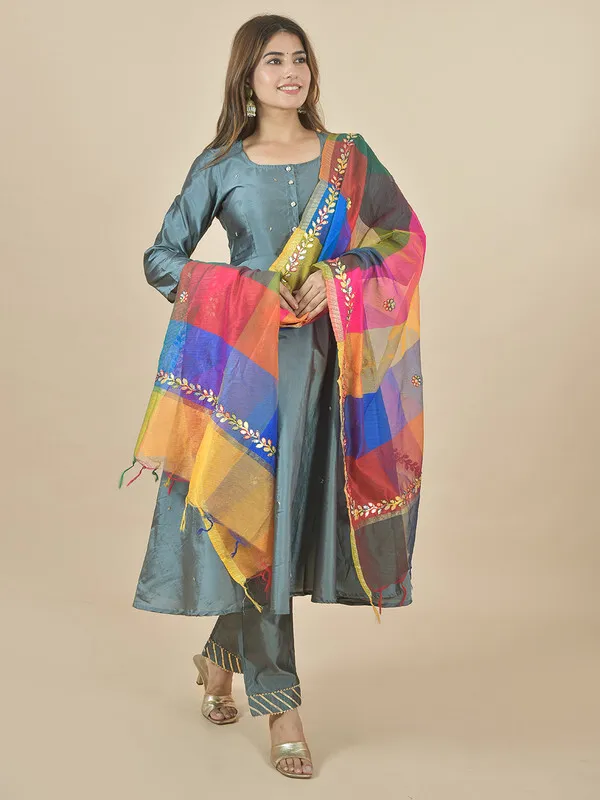 Multicolor_Art_Silk_Checkered_Dupatta_For_Women
