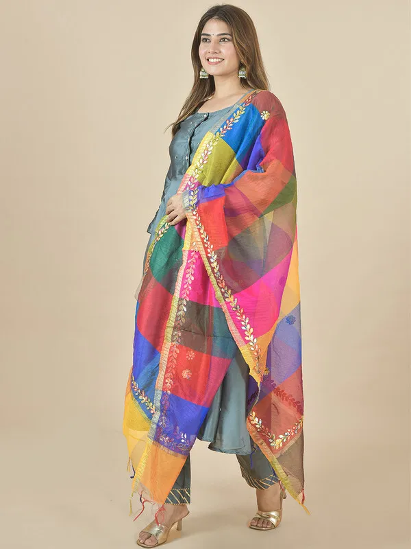 Multicolor_Art_Silk_Checkered_Dupatta_For_Women