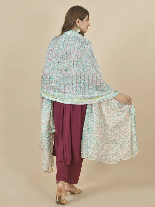 White_Art_Silk_Printed_Dupatta_For_Women