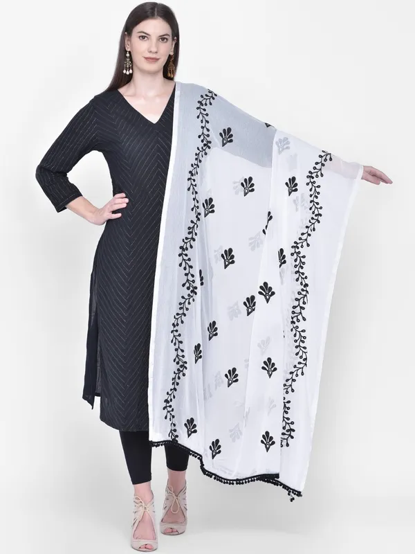 White_And_Black_Chiffon_Embroidered_Dupatta_For_Women