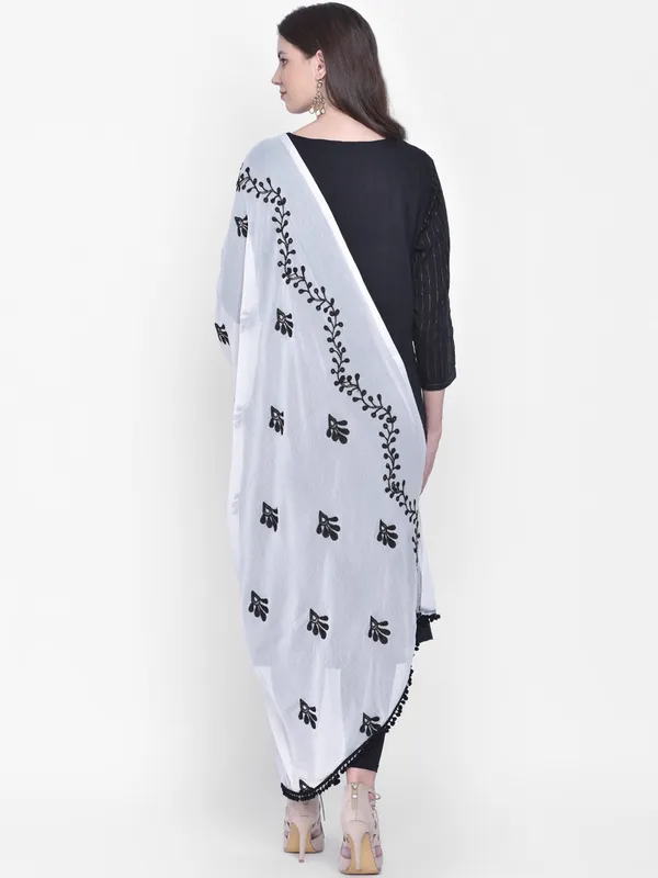White_And_Black_Chiffon_Embroidered_Dupatta_For_Women