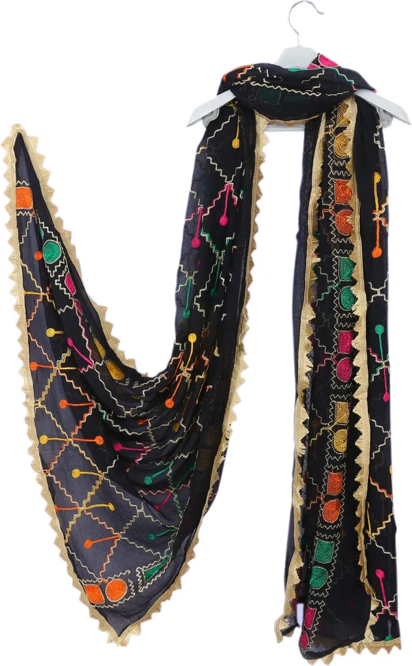 Black_Chiffon_Geometric_Print_Dupatta_For_Women