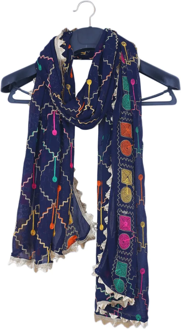 Dark_Blue_Chiffon_Geometric_Print_Dupatta_For_Women