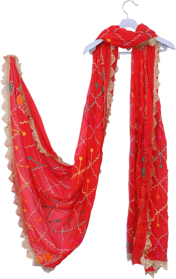 Red_Chiffon_Geometric_Print_Dupatta_For_Women