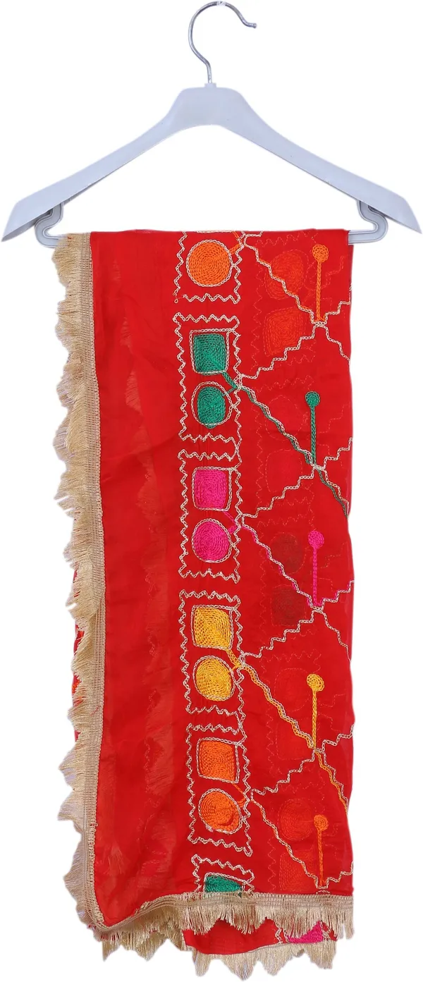 Red_Chiffon_Geometric_Print_Dupatta_For_Women