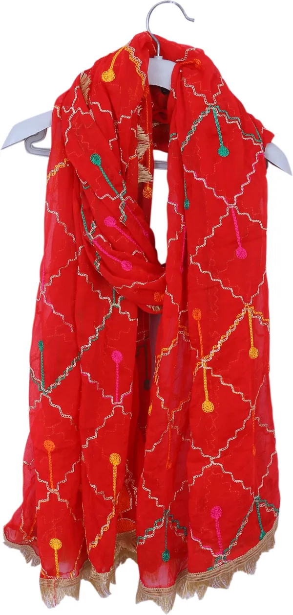Red_Chiffon_Geometric_Print_Dupatta_For_Women