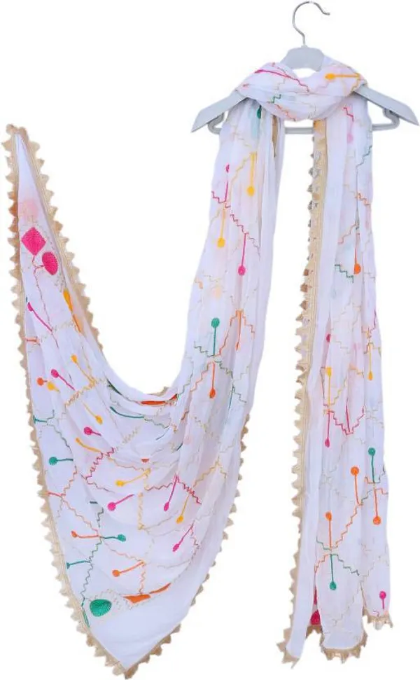 White_Chiffon_Geometric_Print_Dupatta_For_Women