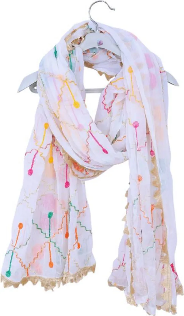 White_Chiffon_Geometric_Print_Dupatta_For_Women
