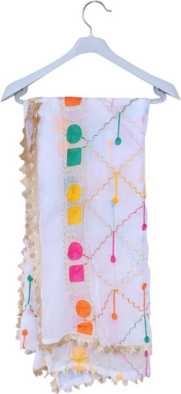 White_Chiffon_Geometric_Print_Dupatta_For_Women