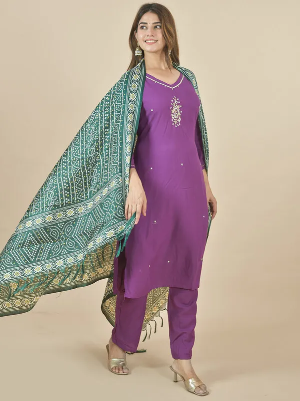 Green_Silk_Blend_Printed_Dupatta_For_Women