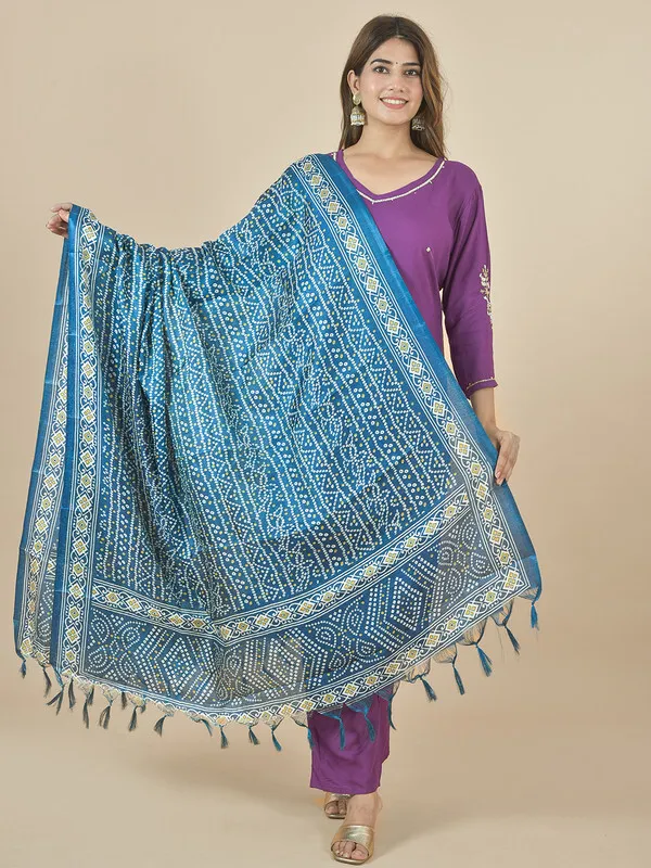 Blue_Silk_Blend_Printed_Dupatta_For_Women