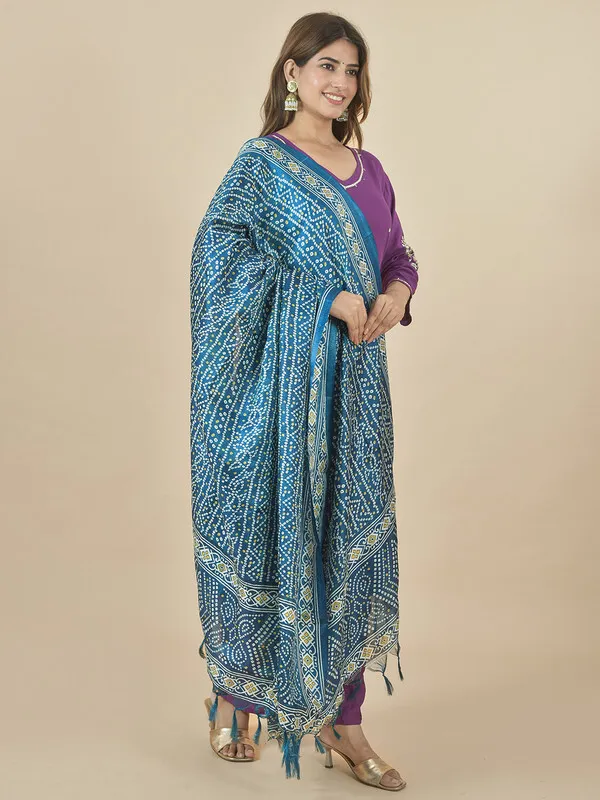 Blue_Silk_Blend_Printed_Dupatta_For_Women