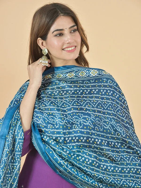 Blue_Silk_Blend_Printed_Dupatta_For_Women