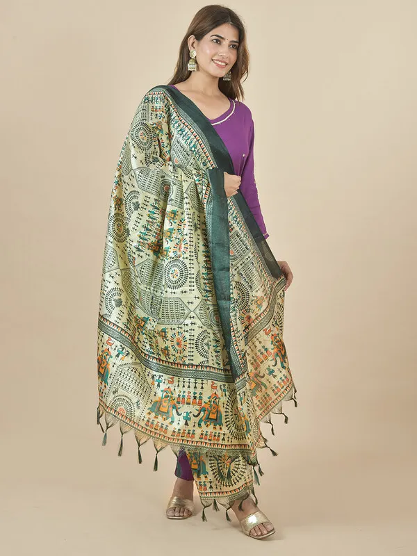 Green_Silk_Blend_Printed_Dupatta_For_Women