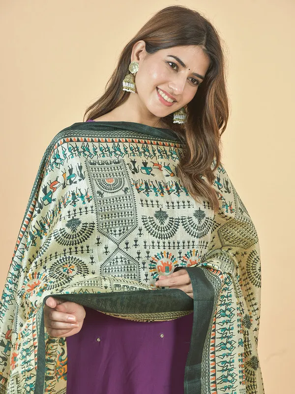 Green_Silk_Blend_Printed_Dupatta_For_Women