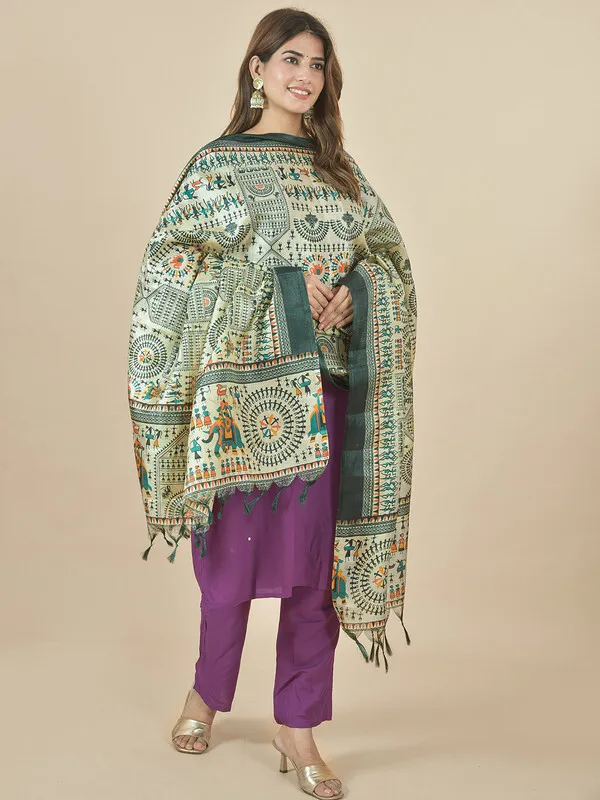 Green_Silk_Blend_Printed_Dupatta_For_Women