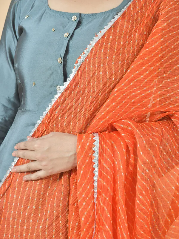 Orange_Kota_Doria_Striped_Dupatta_For_Women