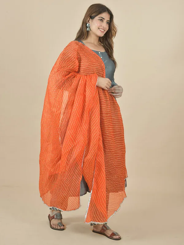 Orange_Kota_Doria_Striped_Dupatta_For_Women