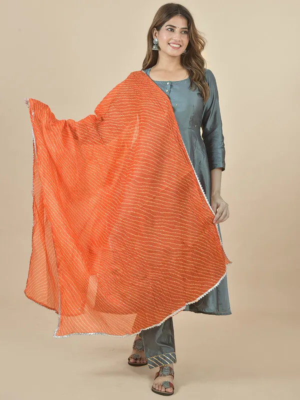 Orange_Kota_Doria_Striped_Dupatta_For_Women
