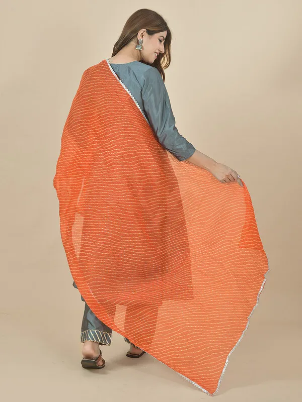 Orange_Kota_Doria_Striped_Dupatta_For_Women