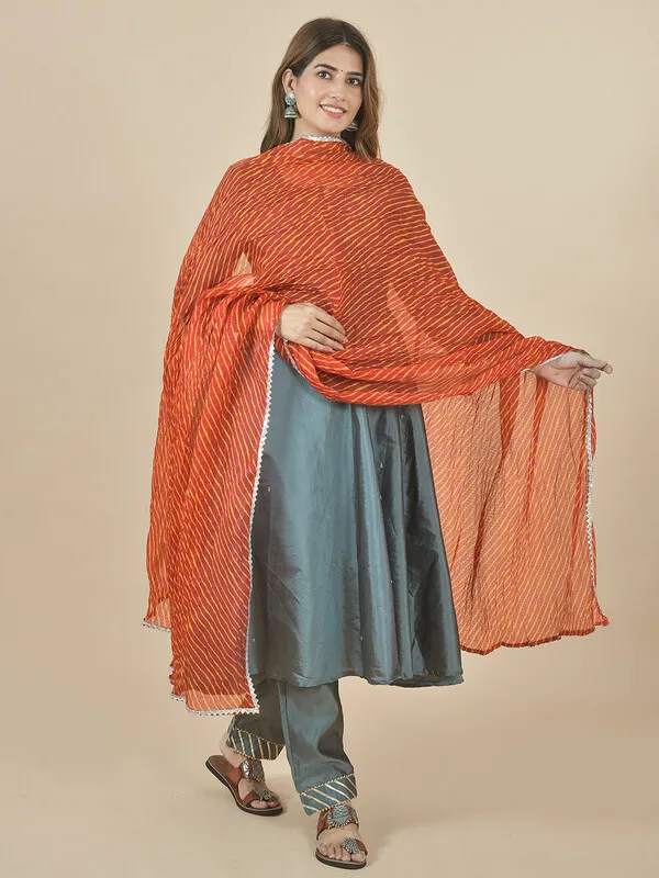 Orange_Kota_Doria_Striped_Dupatta_For_Women