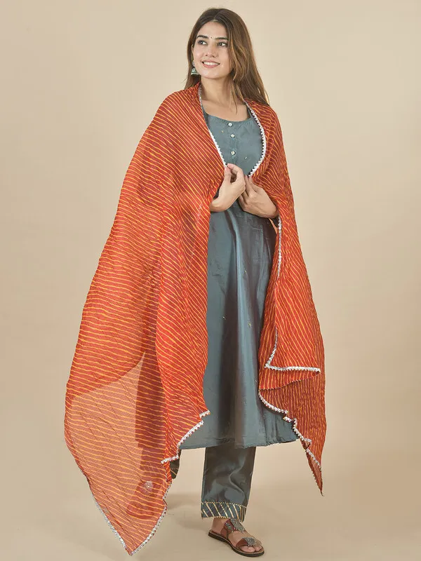 Orange_Kota_Doria_Striped_Dupatta_For_Women
