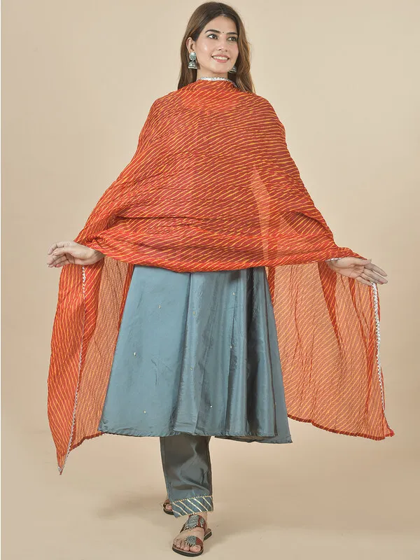 Orange_Kota_Doria_Striped_Dupatta_For_Women