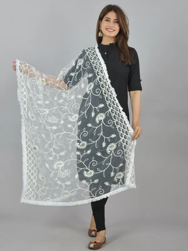 White_Net_Embroidered_Dupatta_For_Women