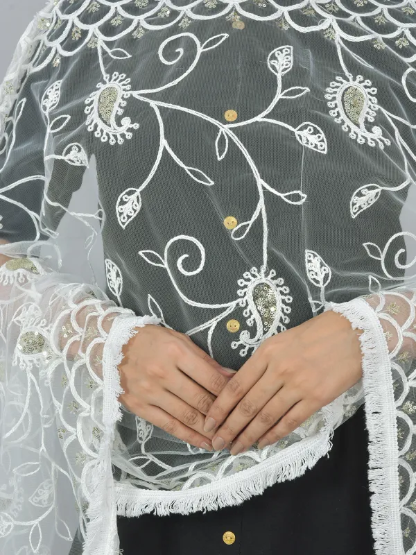 White_Net_Embroidered_Dupatta_For_Women
