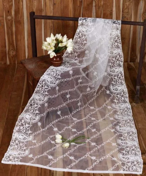 White_Net_Embroidered_Dupatta_For_Women
