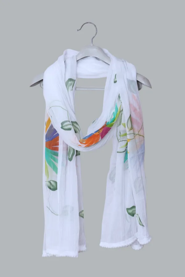White_Fashion_Chiffon_Printed_Dupatta_For_Women