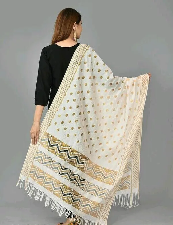 Off_White_Jacquard_Poly_Cotton_Self_Design_Dupatta_For_Women