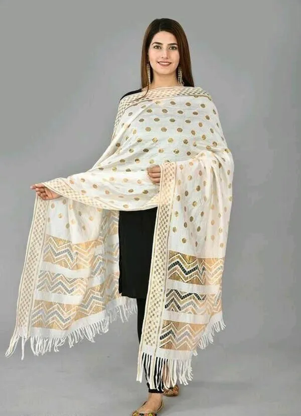 Off_White_Jacquard_Poly_Cotton_Self_Design_Dupatta_For_Women