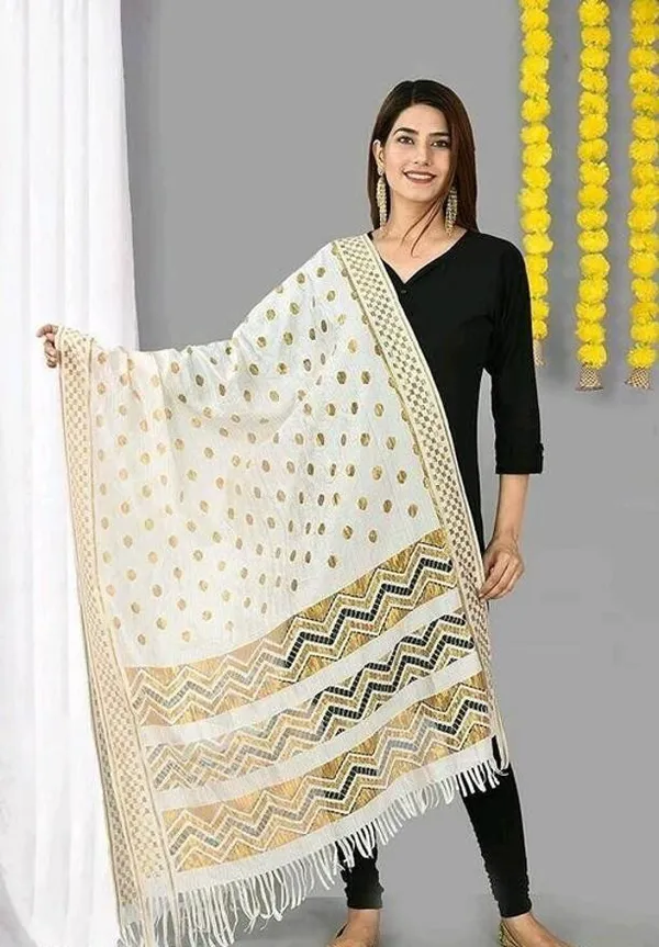 Off_White_Jacquard_Poly_Cotton_Self_Design_Dupatta_For_Women